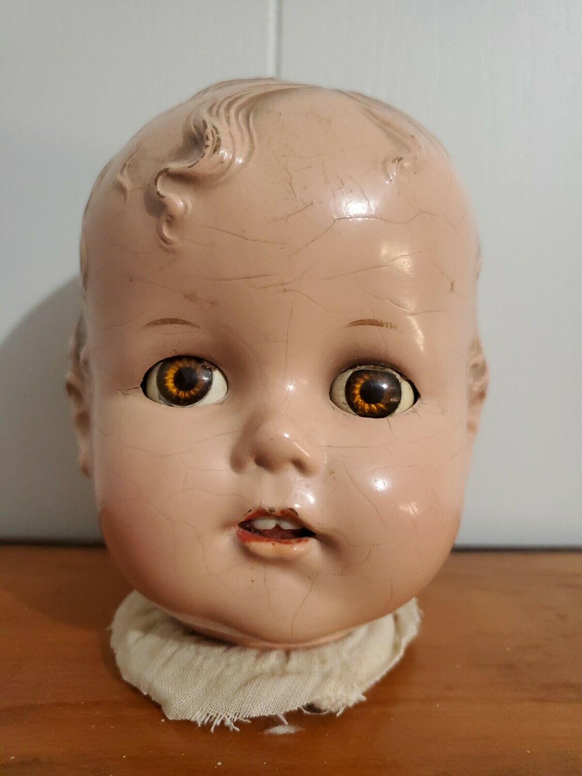 Antique Composition Ideal Doll  Head Only Eyes Open & Close -- 2 Teeth