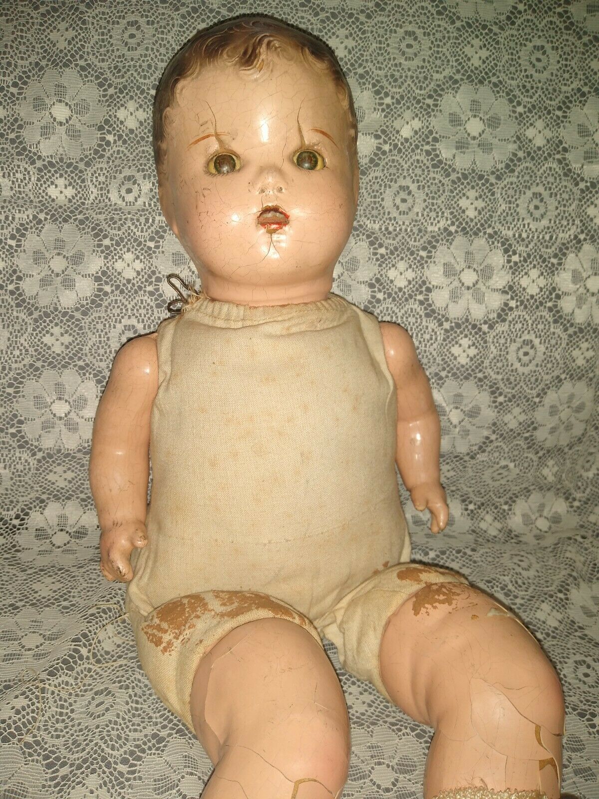 Vintage Composition, Cloth Body, Sleepy Eyes Baby Doll