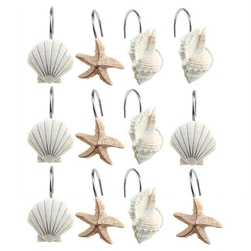 12 Pcs Decorative Seashell Shower Curtain Hooks Bathroom Beach Shell Decor Us