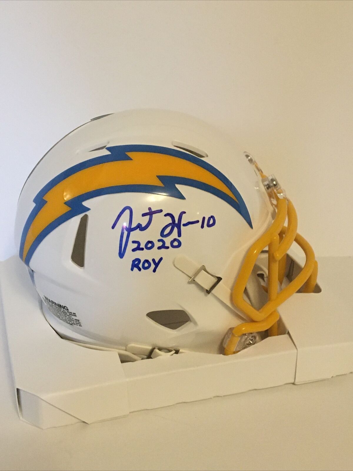 Justin Herbert #10 Autographed Los Angeles Chargers 2020 Roy Mini Helmet Bsa.
