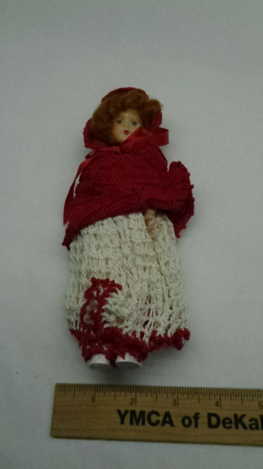Vintage Crochet Outfit Doll Hood And Dress Redhead